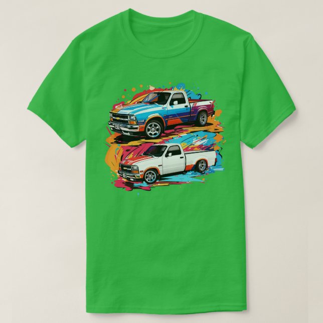2 på 1 Chevy S10 Drag Lastbil T Shirt (Design framsida)