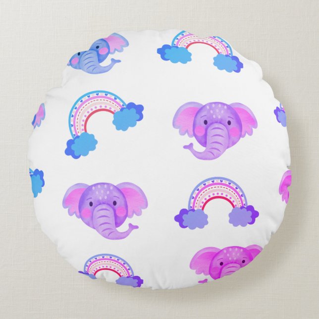 2 på 1 regnbåge och elefanthuvuden Dekorativ kudde (Framsidan)