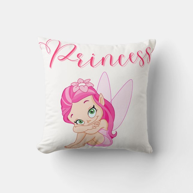 2 på 1 Rosa Princess Fairy Dekorativ kudde (Framsida)