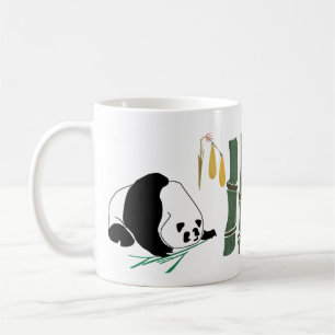 2 Pandas äter bambu i tropisk skog Kaffemugg