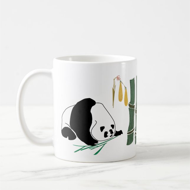 2 Pandas äter bambu i tropisk skog Kaffemugg (Vänster)