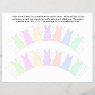 2 Pastellbunnies Baby Personalize Cuptårta Wrapper Reklamblad
