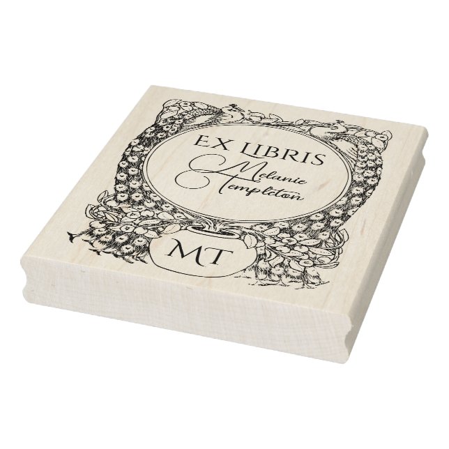 2 Peacockar omgivande krängningsanläggning Ex Libr Stämpel (Stämpel)