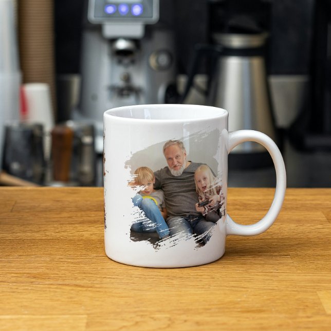 2 Personlig för fotoskriptmall Ram Kaffemugg (2 Photo Scribble Frame Template Personalized Coffee Mug by Ricaso. Add two photographs back & front)