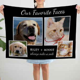 2 Pet Favorit Ansikten Foto Collage Fleecefilt