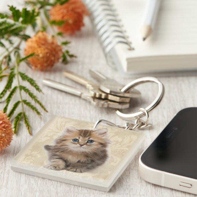 2 Pet Photos Keychain Gift Cat eller Kitten Mamma (Högra Framsidan)
