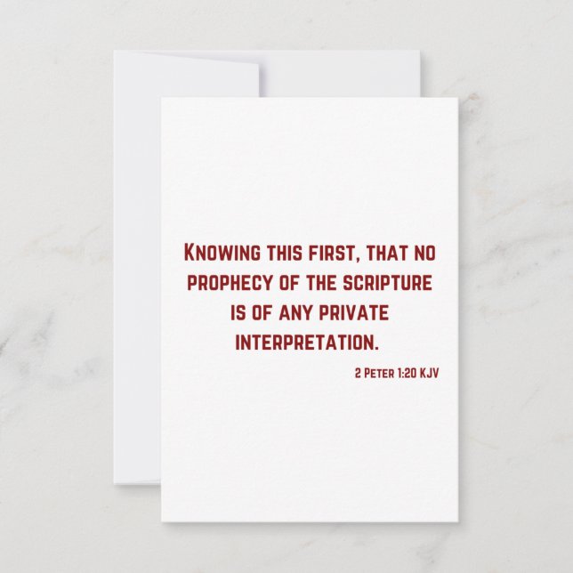 2 Peter 1:20 Bible Verse Scripture Flat Hälsning Kort (Framsida)