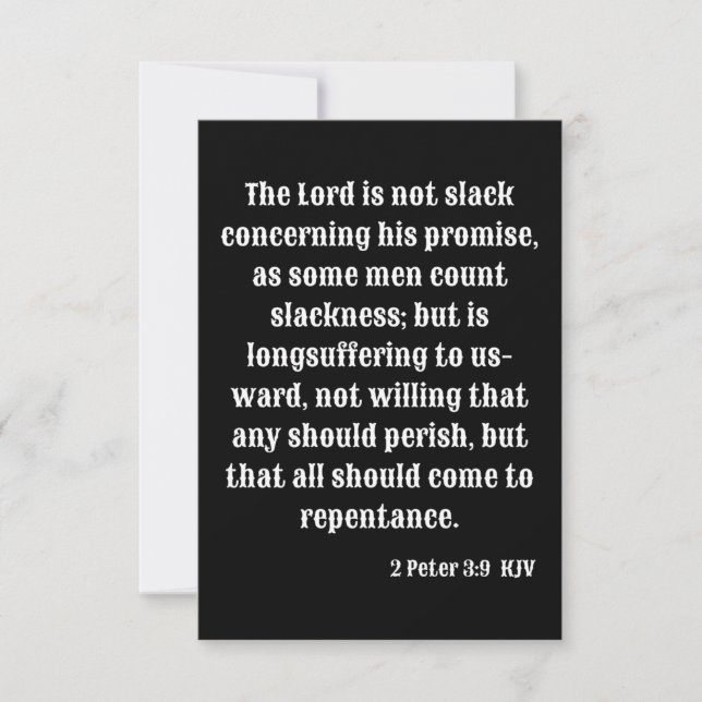 2 Peter 3:9 KJV Bible Scripture Greeting Card Kort (Framsida)