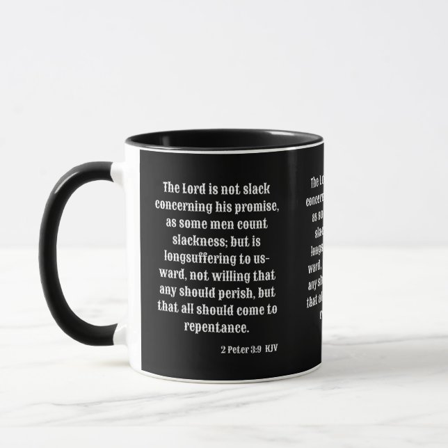 2 Peter 3:9 KJV Bible Scripture Two-Tone Mugg (Vänster)