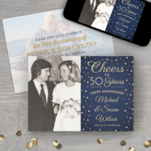 2 Photo ANY YEAR Årsdag Chef Navy Blue Guld