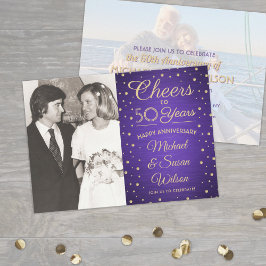 2 Photo ANY YEAR-årsjubileum Chef Lila & Guld Inbjudningar