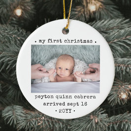2 Photo Baby 1:a juldagen Modern Minimal Round Julgransprydnad Keramik