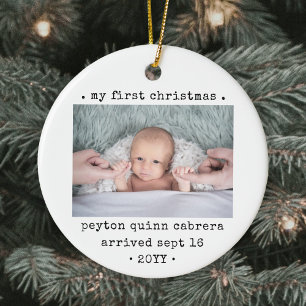 2 Photo Baby 1:a juldagen Modern Minimal Round Julgransprydnad Keramik