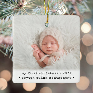 2 Photo Baby 1st jul Modern Minimal Square Julgransprydnad Keramik