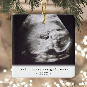 2 Photo Best Gift-jul i Baby-ultraljud Julgransprydnad Keramik