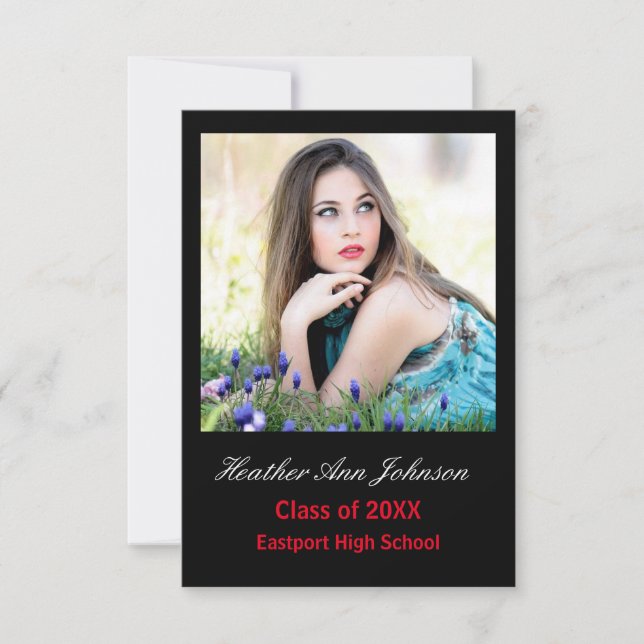 2 Photo Black-Lodrät - 3 x 5 Grad-meddelande Inbjudningar (Framsida)