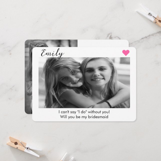 2 Photo Bridesmaid eller Maid of honor Frieri Inbjudningar (Fram/Back In Situ)