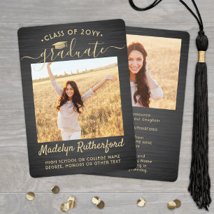 2 Photo Brushed Black och Guld Script Studenten Meddelande