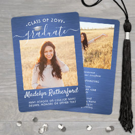 2 Photo Brushed Blue och White Script Studenten Meddelande