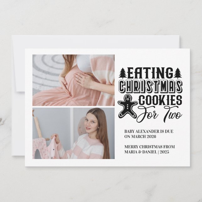 2 Photo Christmas Cookies for 2 Pregnancy  Julkort (Framsida)