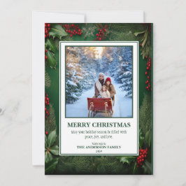2 Photo Christmas Foliage Holiday Card Julkort