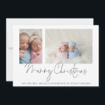 2 Photo Collage Baby Twillingars Första jul<br><div class="desc">Familj 2 Photo Collage Baby Twillingars Första julkortet. Byt bara ut de två exempelbilderna mot ditt eget och anpassa dem till hälsning och namn vid grund. God jul finns i ett skript för snyggt set.</div>