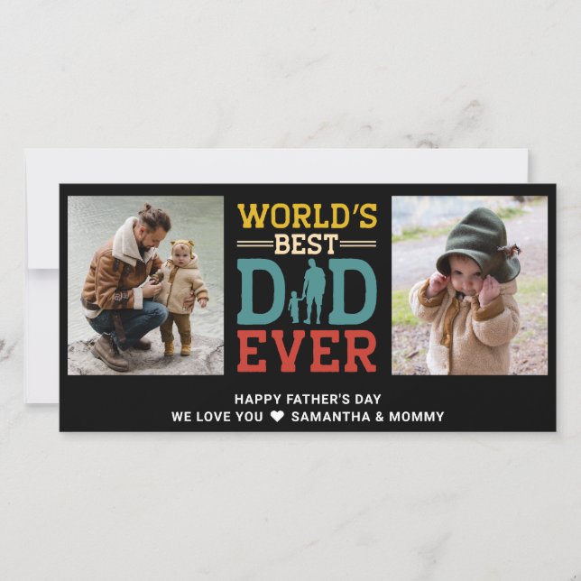 2 Photo Collage Best Pappa lägger någonsin till nå Kort (Framsida)