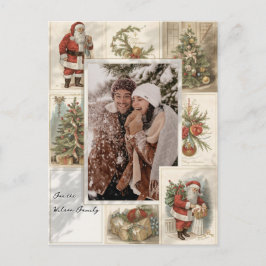 2 Photo Collage Merry Christmas Vintage Holiday Helg Vykort