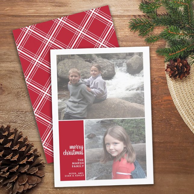 2 Photo Collage Minimal Christmas red Christmas Julkort (Skapare uppladdad)