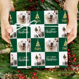 2 Photo Elegant God jul Guld Grönt Presentpapper