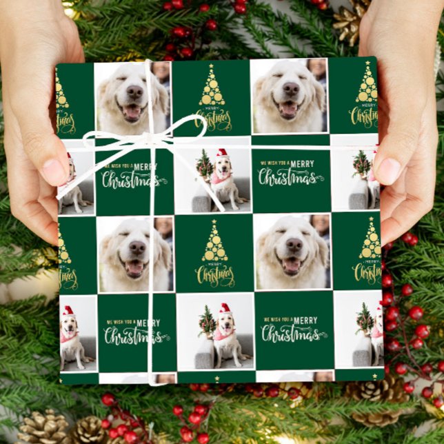 2 Photo Elegant God jul Guld Grönt Presentpapper (Skapare uppladdad)