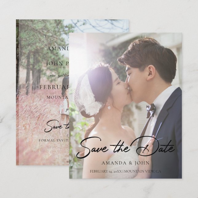2 Photo Fairytale Save the Date Wedding Investigat Spara Datumet (Fram/baksida)