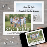 2 Photo Family Reunion Party Gathering BBQ Picnic Spara Datumet<br><div class="desc">Familjemedlemmar i inbjudan för att spara datumet för en återförening av picknicker, Bq eller party med denna elegant, en modern minimalistisk 2-fotoinbjudan. Bilder och all text är enkla att anpassa. (IMAGE PLACEMENT TIP: Ett enkelt sätt att centrera ett foto exakt som du vill är att flytta det till skörd innan...</div>