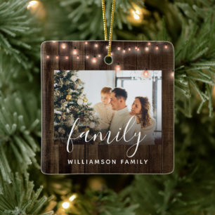 2 Photo Family Wood och Ljus Helgdag Julgransprydnad Keramik