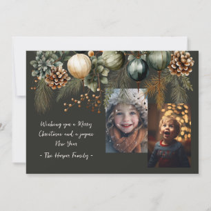 2 Photo Festive Elegant Greenery Julkort