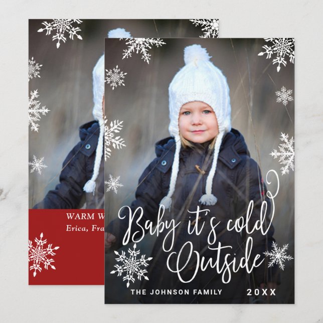 2 PHOTO-finare jul Baby Det är Kall utanför Julkort (Fram/baksida)