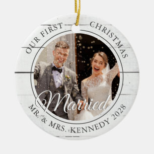 2 Photo First jul Married White Wood Julgransprydnad Keramik