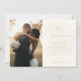 2 Photo Gallery QR Code Ivory & Gold Shell Wedding Tack Kort