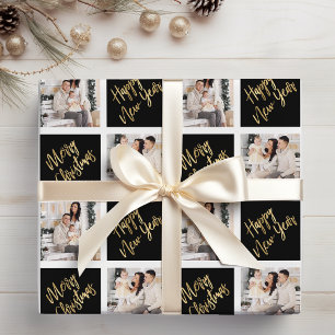 2 Photo God jul Gott nytt år Guld Presentpapper