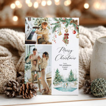 2 Photo God jul Winter Scene & Mistletoe