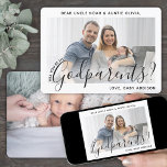 2 Photo Godparent Frieri Modern Elegant Script Inbjudningar<br><div class="desc">Ett tänkbart sätt att be familj eller vänner att vara ditt barns gudföräldrar är att ge dem ett snyggt anpassat fotokort som de kan frieri spara som en nyckelsak. Alla bilder och formuleringar är enkla att anpassa, inklusive citat på framsidan som lyder "Kommer du att bli mina Godföräldrar?" (IMAGE PLACEMENT...</div>