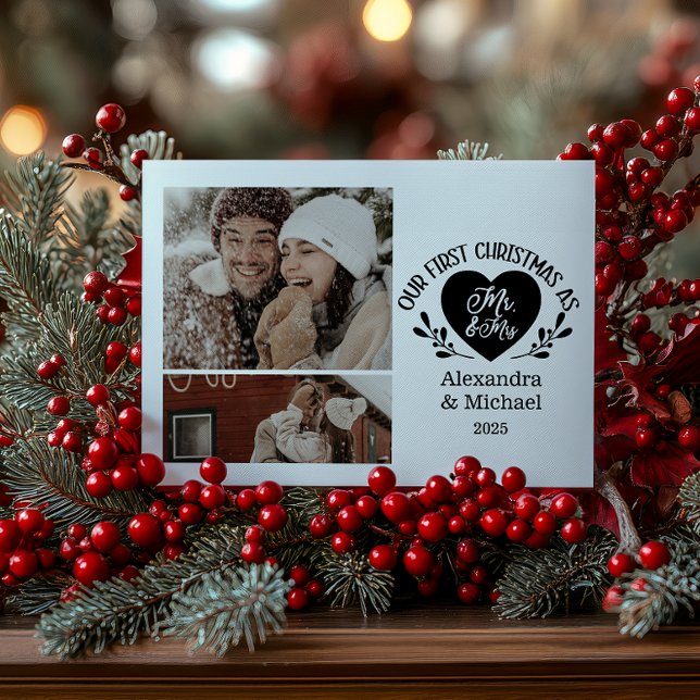 2 Photo Heart First Christmas as Mr & Mrs Julkort (Skapare uppladdad)