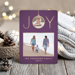 2 Photo Joy jul Ornament Chic Lila & Guld Julkort
