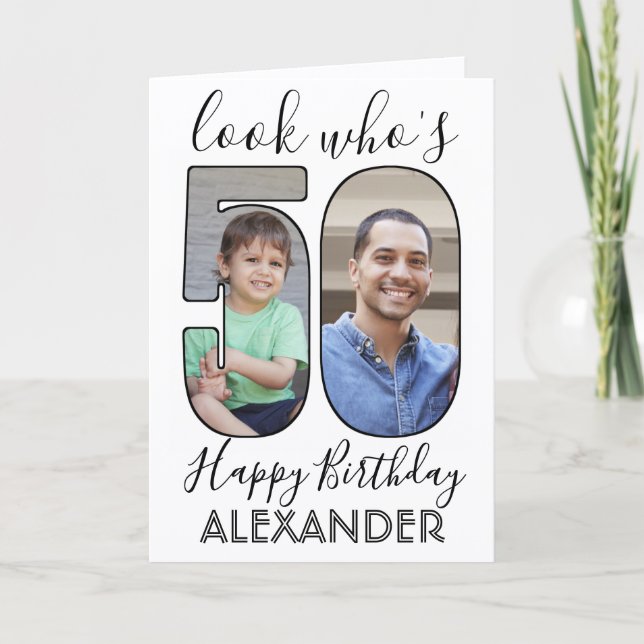 2 Photo Look Who's 50 Fiftieth Birthday Pictures Kort (Framsida)