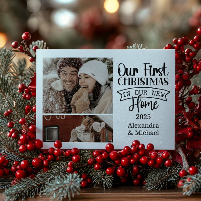 2 Photo Minimalist Christmas First Home Julkort (Skapare uppladdad)