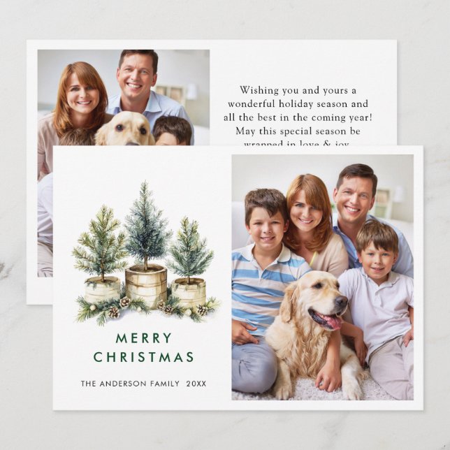 2 PHOTO-minimalister Julgran Hälsning Julkort (Fram/baksida)