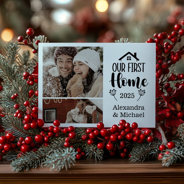 2 Photo Minimialist jul vårt första hem Julkort (Skapare uppladdad)