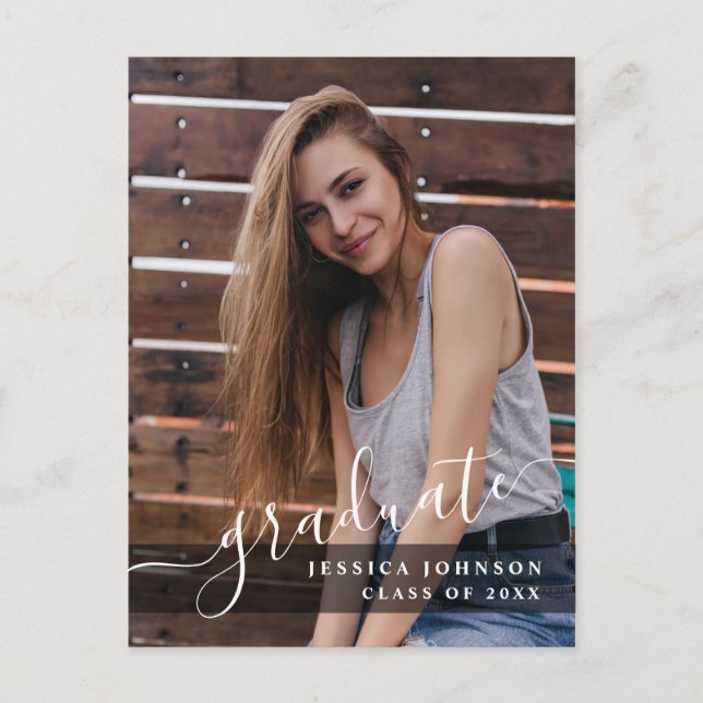 2 PHOTO Modern Elegant Studentfest-inbjudan Vykort (Framsida)