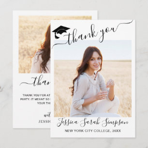 2 PHOTO Modern enkel, minimalistisk Studenten Tack Kort