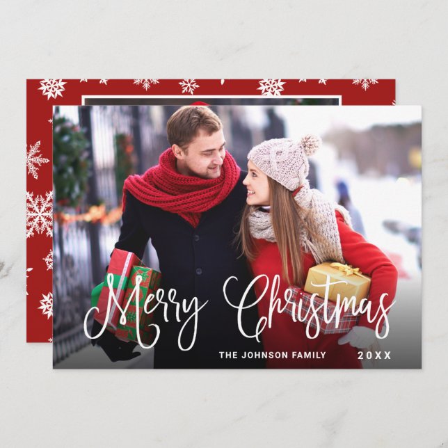 2 PHOTO Modern God jul Hälsning Julkort (Fram/baksida)